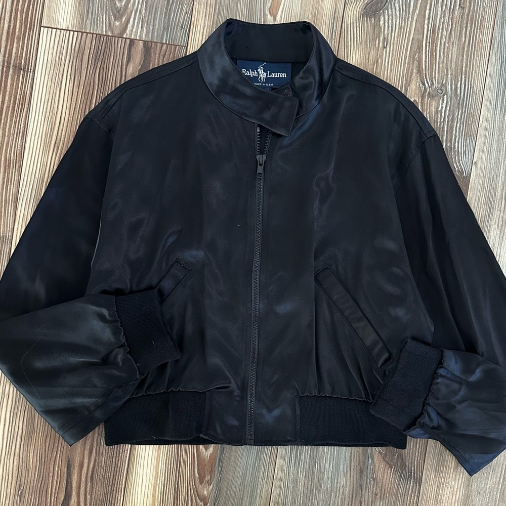Vintage Women’s Polo Ralph Lauren Satin Bomber Jacket Made In USA size Small